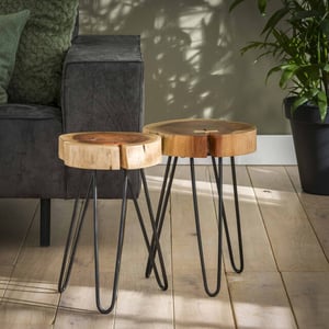 Hoyz Hoyz bijzettafel stam Ø32cm set van 2 - hout