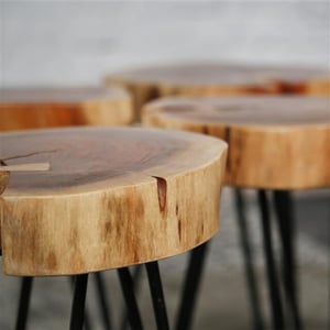 Hoyz Hoyz bijzettafel stam Ø32cm set van 2 - hout