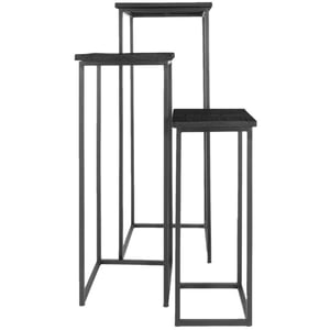 Home67 Plantentafels sam vierkant set van 3 mangohout