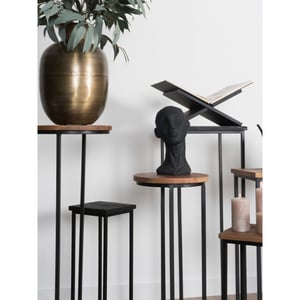 Home67 Plantentafels sam rond set van 3 bruin mangohout