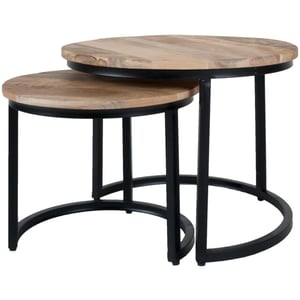 Home67 Industriële salontafel set van 2 jelle mangohout