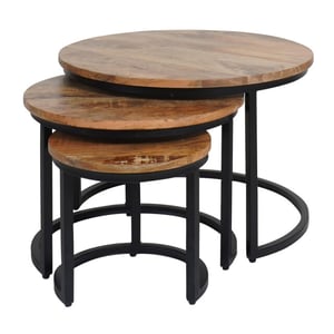 Home67 Salontafel set van 3 industriële salontafelset erjan mangohout