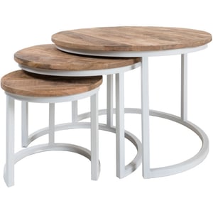 Home67 Salontafel set van 3 industriële salontafelset erjan wit