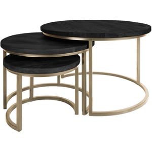 Home67 Salontafel set van 3 industriële salontafelset erjan zwart/goud
