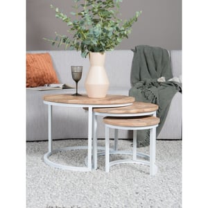 Home67 Salontafel set van 3 industriële salontafelset erjan wit