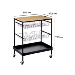 5Five 4goodz serveerwagen met 3 opbergvakken en plateau 40x60x79 cm -