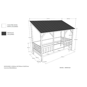 Lucevi housebed 03 huisbed 90 x 200 cm dak lattenbodem rollend 16 latten
