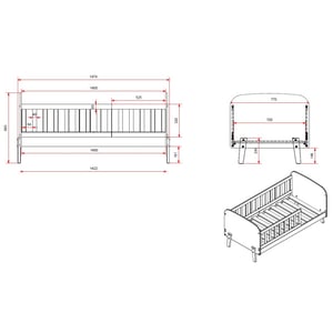 Lucevi kiddy peuter bed hout - 148.2x77x68cm