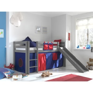 Lucevi pino halfhoogslaper h115cm met glijbaan 90 x 200 cm domino
