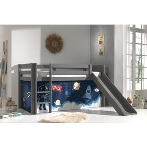 Lucevi pino halfhoogslaper h115cm met glijbaan 90 x 200 cm space shuttle