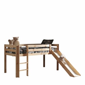 Lucevi pino halfhoogslaper met glijbaan 90x200cm - h115cm