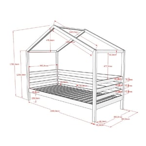 Lucevi pl huisbed 90x200 cm hout - 210x96x170cm