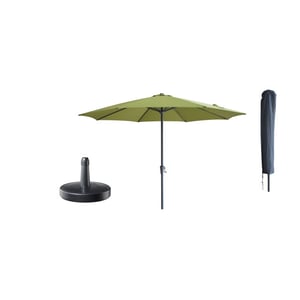 Kopu ® madrid grote parasol rond 350 cm met beschermhoes en voet olijf