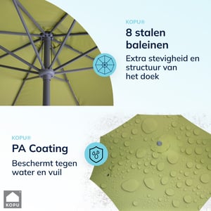 Kopu ® madrid grote parasol rond 350 cm met beschermhoes en voet olijf