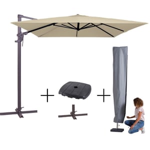 Madison Mega combi deal! parasol monaco flex iii ecru + voet + hoes