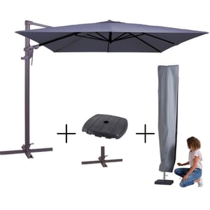 Madison Mega combi deal! parasol monaco flex iii safier blue + voet + hoes