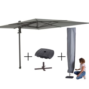 Madison Mega combi deal! parasol saint-tropez grey + voet + hoes