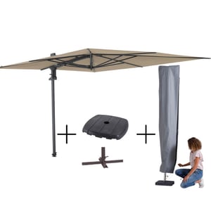 Madison Mega combi deal! parasol saint-tropez ecru + voet + hoes