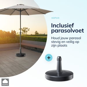 Kopu ® set madrid 350 cm grote parasol rond met beschermhoes en parasolvoet -