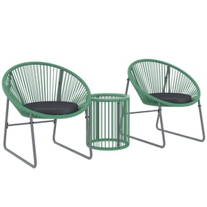 4goodz Outsunny 3-delige tuinmeubelset bistroset kunststof-rattan met glazen