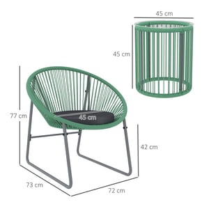 4goodz Outsunny 3-delige tuinmeubelset bistroset kunststof-rattan met glazen