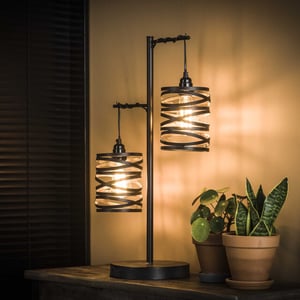 Hoyz Hoyz tafellamp industrieel vintage tafellamp van metaal en glas spiraal