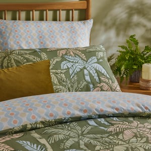 Duvet Day Kentia Printed Soft Touch Duvet Cover Set, King, Palm Green