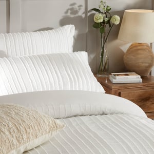 Duvet Day Harrison Stripe Tufted Soft Touch Duvet Cover Set, Double, White