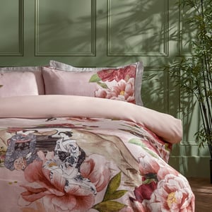 Botanical Riches Geisha 100% Cotton Duvet Cover Set, Super King, Blush