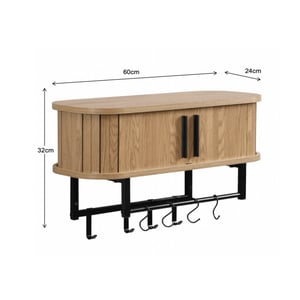Furnilux Kapstok 60 x 24 x 32 cm smal wandkapstok kiruna 8 haken licht