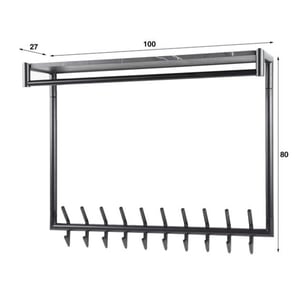 Hoyz kapstok 20 haaks hoog roede-hoedenplank 3d bruin