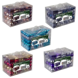 4seasonz ® kunststof kerstballen set 130 ballen, piek en snoer /blauw