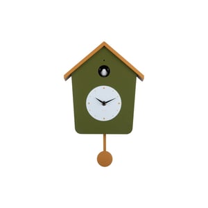 Karlsson wandklok cuckoo light army green & ochre yellow