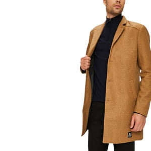 TOM TAILOR Mens Trench Over Coat Wool Winter Long Jacket Formal Office Outwear