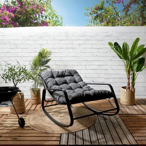Casa di Elturo Schommel loungestoel voor buiten – zwart frame & kussens