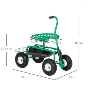 4goodz Tuinwagen met zitting, opbergmand voor tuingereedschap, verstelbare