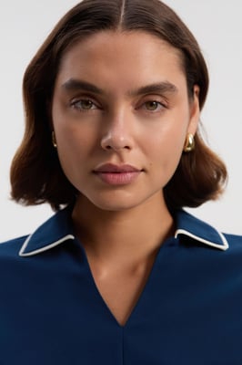 Tailored Crepe Tipped Tailored Mini Shirt Dress