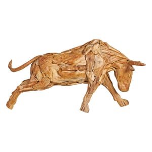 SenS-Line decoratief standbeeld bull teakhout -