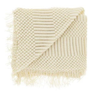 Unique Living plaid palma dove white -130x160cm