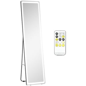 4goodz 2-in-1 staande passpiegel met led-licht, vrijstaand, aluminium,