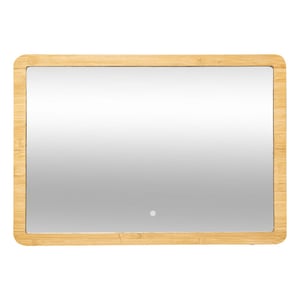 4goodz Bamboe spiegel rechthoekig met led verlichting 47x66 cm -