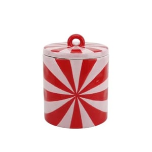 House Vitamin Deco jar swirl dolomite red/pink 11x11x14,5cm