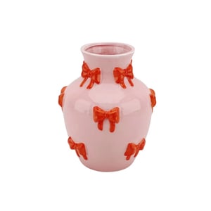 House Vitamin Vase flower vase ribbons dolomite pink/orange 14x14x19cm