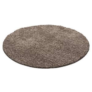 Muratap Basic rond shaggy vloerkleed caramel hoogpolig- 200 cm rond