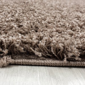 Muratap Basic rond shaggy vloerkleed caramel hoogpolig- 200 cm rond