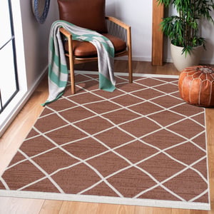Muratap Boho kelim dubbelzijdig wasbaar vloerkleed koper creme- 80x150 cm