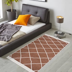 Muratap Boho kelim dubbelzijdig wasbaar vloerkleed koper creme- 80x150 cm