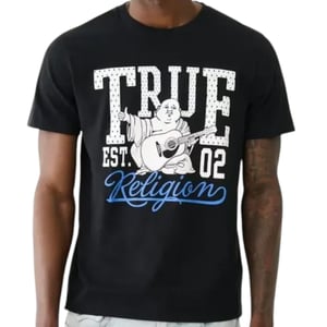 True Religion 108035 Mens Dotted Print T Shirts Crew Neck Half Sleeve Cotton Tee