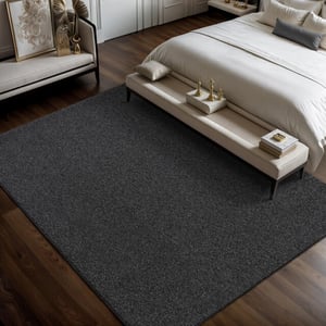 Muratap Lora plus laagpolig effen vloerkleed geweven design antraciet- 160x230 cm
