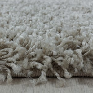 Muratap Monaco soft rond shaggy hoogpolig vloerkleed beige- 80 cm rond